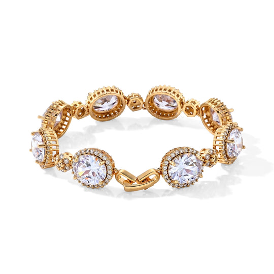 Zirkonia Armband, 19cm, Messing vergoldet