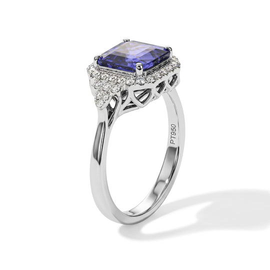 Rhapsody AAAA Tansanit, Weißer Diamant Ring 950 Platin (Größe 17.00)   (10-16 Werktage Lieferzeit) ca. 4,02 ct