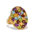 EverTrue Multi-Edelstein und Zirkon Cluster Cocktail Ring, Bronze mit Gelbgold E-Bechichtung - 5,53 ct.