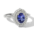 D'Joy AA Tansanit, Moissanit AGI zertifiziert Ring 925 Silber Rhodiniert (Größe 16.50) ca. 1,97 ct