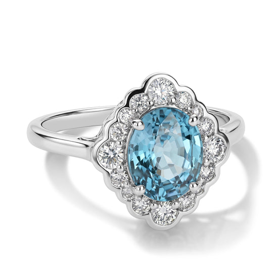 LUXURIANT  (10-16 Werktage Lieferzeit)  4,43 ct. AAA blauer Zirkon und Labor Diamant Ring in 417 Weißgold