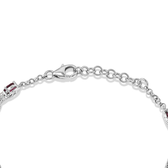 D'Joy AA Farbwechsel Granat, Moissanit AGI zertifiziert Armband ca. 20 cm 925 Silber Rhodiniert ca. 9,60 ct.