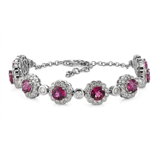 D'Joy AA Farbwechsel Granat, Moissanit AGI zertifiziert Armband ca. 18.5 cm 925 Silber Rhodiniert ca. 10,18 ct.