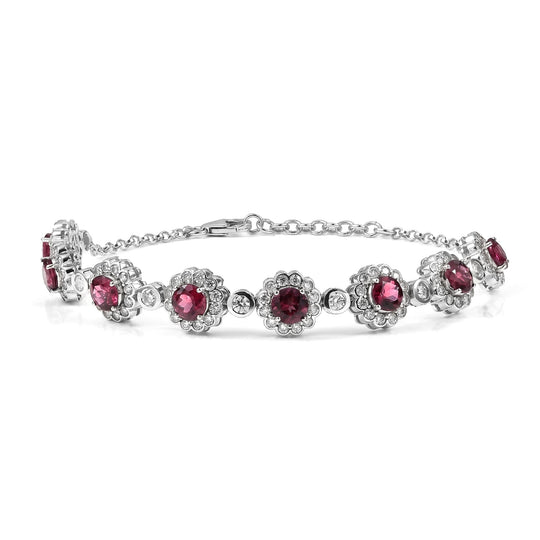 D'Joy AA Farbwechsel Granat, Moissanit AGI zertifiziert Armband ca. 18.5 cm 925 Silber Rhodiniert ca. 10,18 ct.