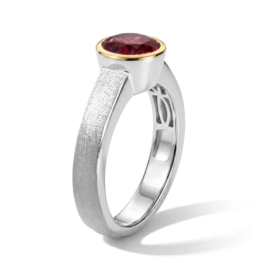 D'Joy Lab Grown Padparadscha-Saphir Ring 925 Silber Rhodiniert und 750 Gelbgold Vermeil (Größe 17.00) ca. 1,87 ct