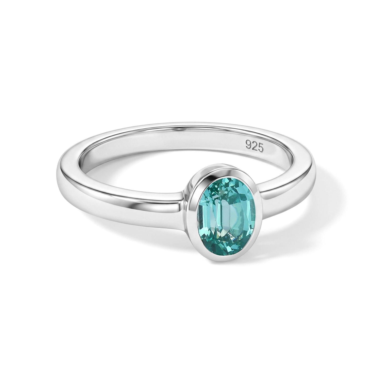 D'Joy AA Labor Paraiba Yag Solitär Ring, 925 Silber rhodiniert - 1,42 ct.