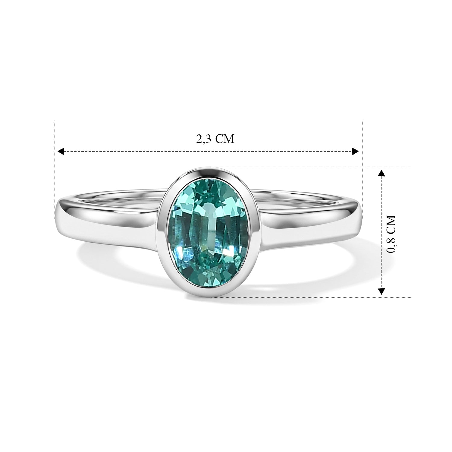 D'Joy AA Labor Paraiba Yag Solitär Ring, 925 Silber rhodiniert - 1,42 ct.