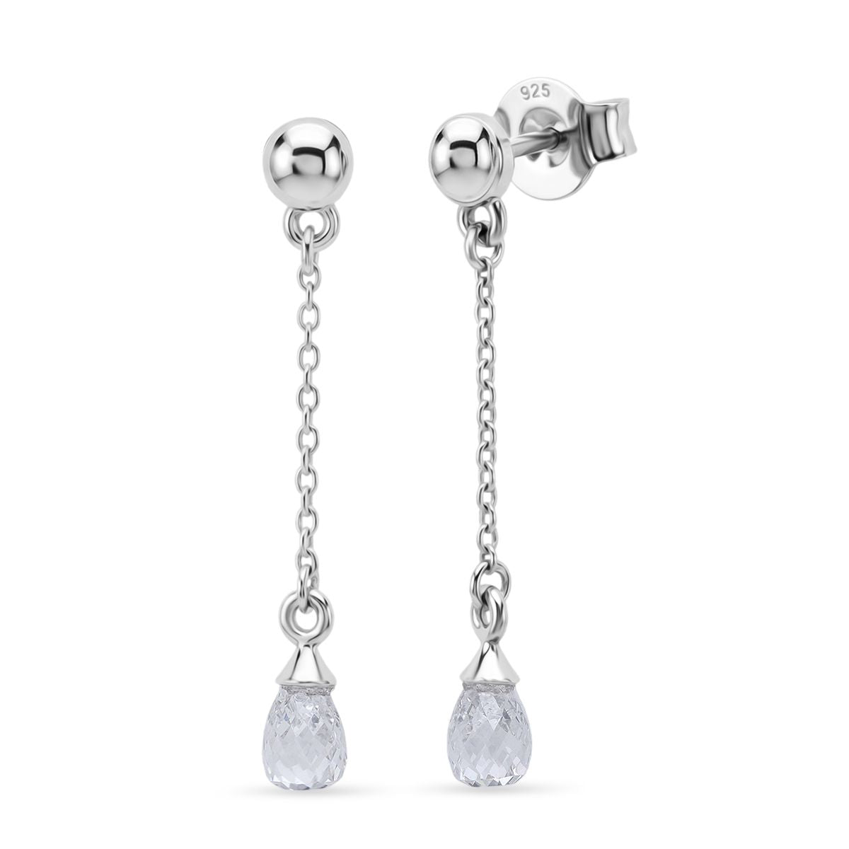 LUXURIANT DIAMOND - Lab Grown Diamant VS-EF (Briolette-Schliff) Ohrringe 925 Silber Rhodiniert ca. 1.08 ct