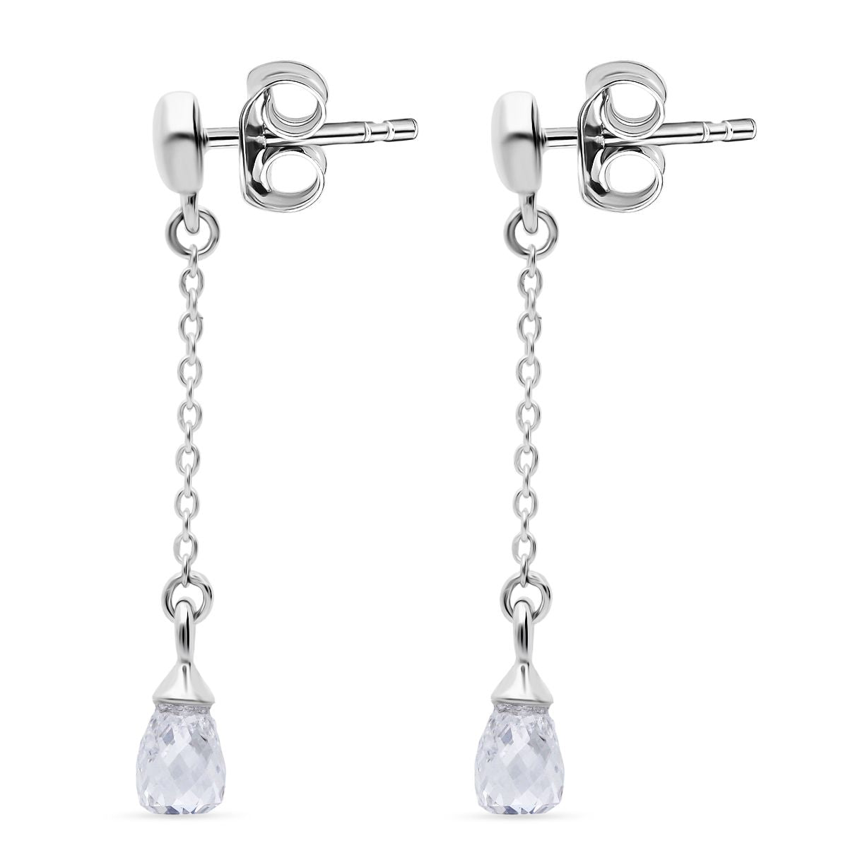 LUXURIANT DIAMOND - Lab Grown Diamant VS-EF (Briolette-Schliff) Ohrringe 925 Silber Rhodiniert ca. 1.08 ct