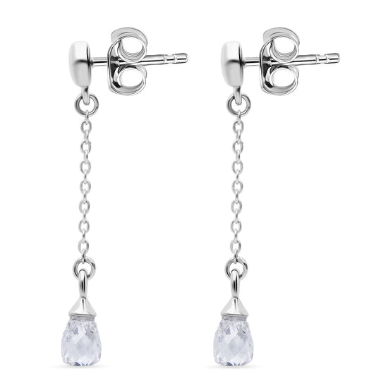 LUXURIANT DIAMOND - Lab Grown Diamant VS-EF (Briolette-Schliff) Ohrringe 925 Silber Rhodiniert ca. 1.08 ct