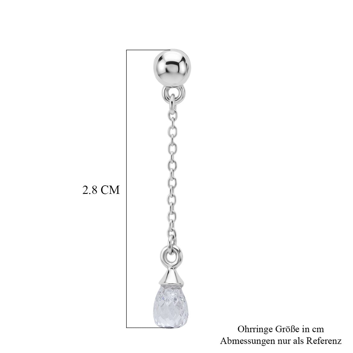 LUXURIANT DIAMOND - Lab Grown Diamant VS-EF (Briolette-Schliff) Ohrringe 925 Silber Rhodiniert ca. 1.08 ct