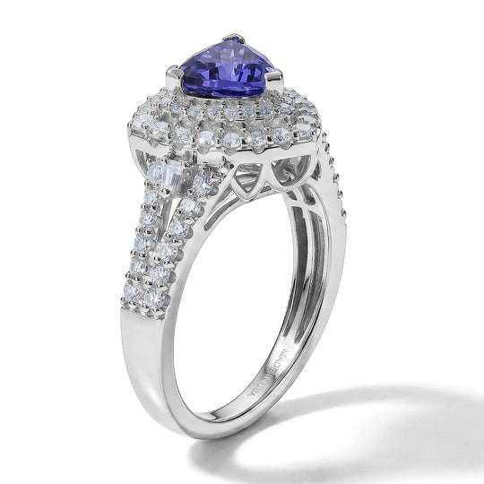 D'Joy AA Tansanit, Moissanit AGI zertifiziert Ring 925 Silber Rhodiniert (Größe 18.00) ca. 2,02 ct
