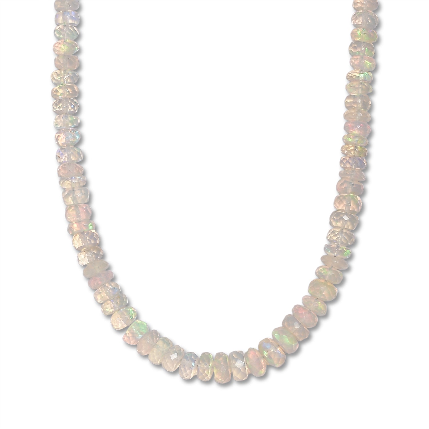 AAA Natürlicher, äthiopischer Welo Opal Halskette ca. 45 cm 925 Silber Rhodiniert (10-15 Werktage Lieferzeit) ca. 65,00 ct.
