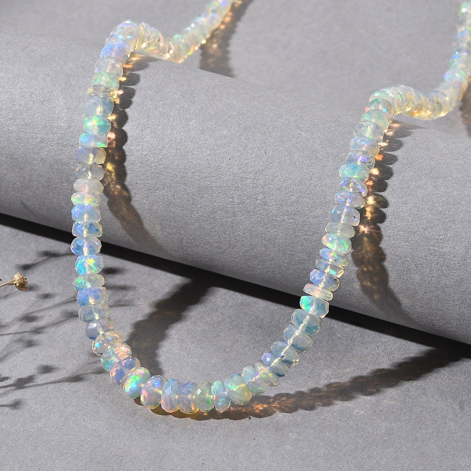 AAA Natürlicher, äthiopischer Welo Opal Halskette ca. 45 cm 925 Silber Rhodiniert (10-15 Werktage Lieferzeit) ca. 65,00 ct.