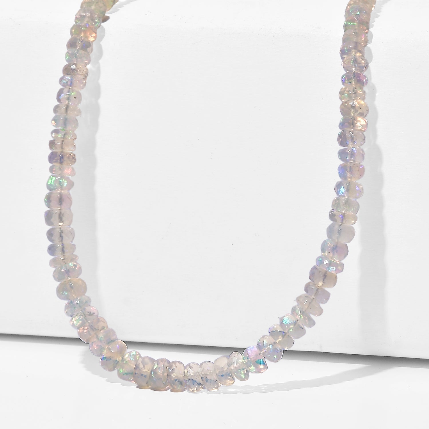AAA Natürlicher, äthiopischer Welo Opal Halskette ca. 45 cm 925 Silber Rhodiniert (10-15 Werktage Lieferzeit) ca. 65,00 ct.