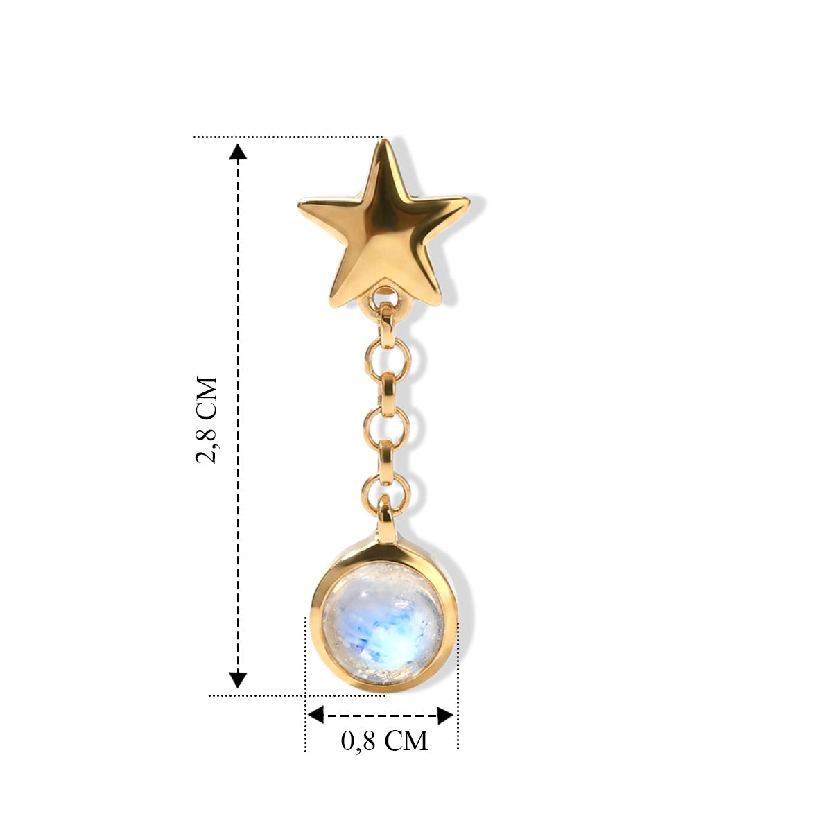 D'Joy Regenbogen Mondstein Ohrringe 925 Silber Vergoldet ca. 1,96 ct.