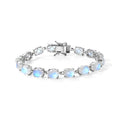 D'Joy Regenbogen Mondstein Armband ca. 19 cm 925 Silber Rhodiniert ca. 50,21 ct.