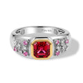 D'Joy Lab Grown Padparadscha-Saphir Ring 925 Silber Rhodiniert und 750 Gelbgold Vermeil (Größe 17.00) ca. 1,74 ct