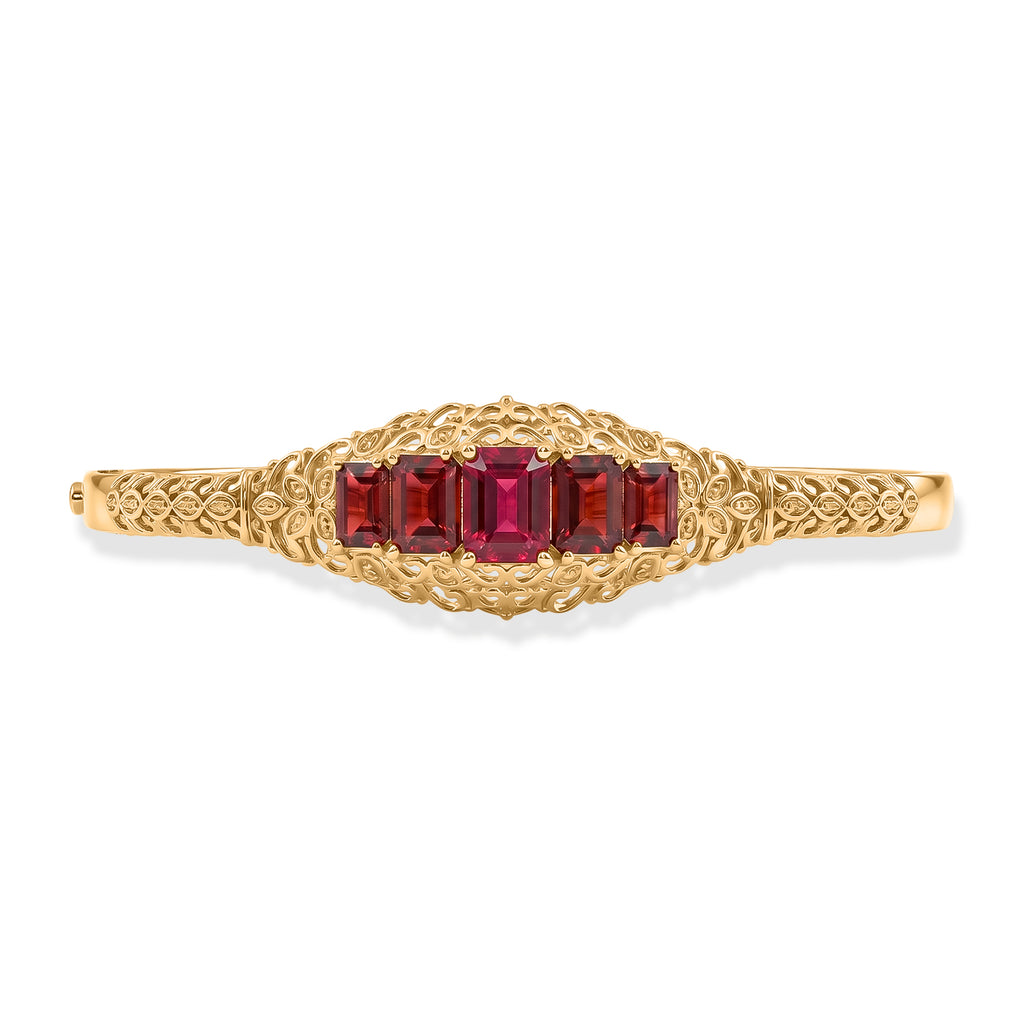 EVER TRUE AAA Lab Grown Rubin, Mosambik Granat Armreif ca. 19 cm 950 Kupfer ca. 5,71 ct.