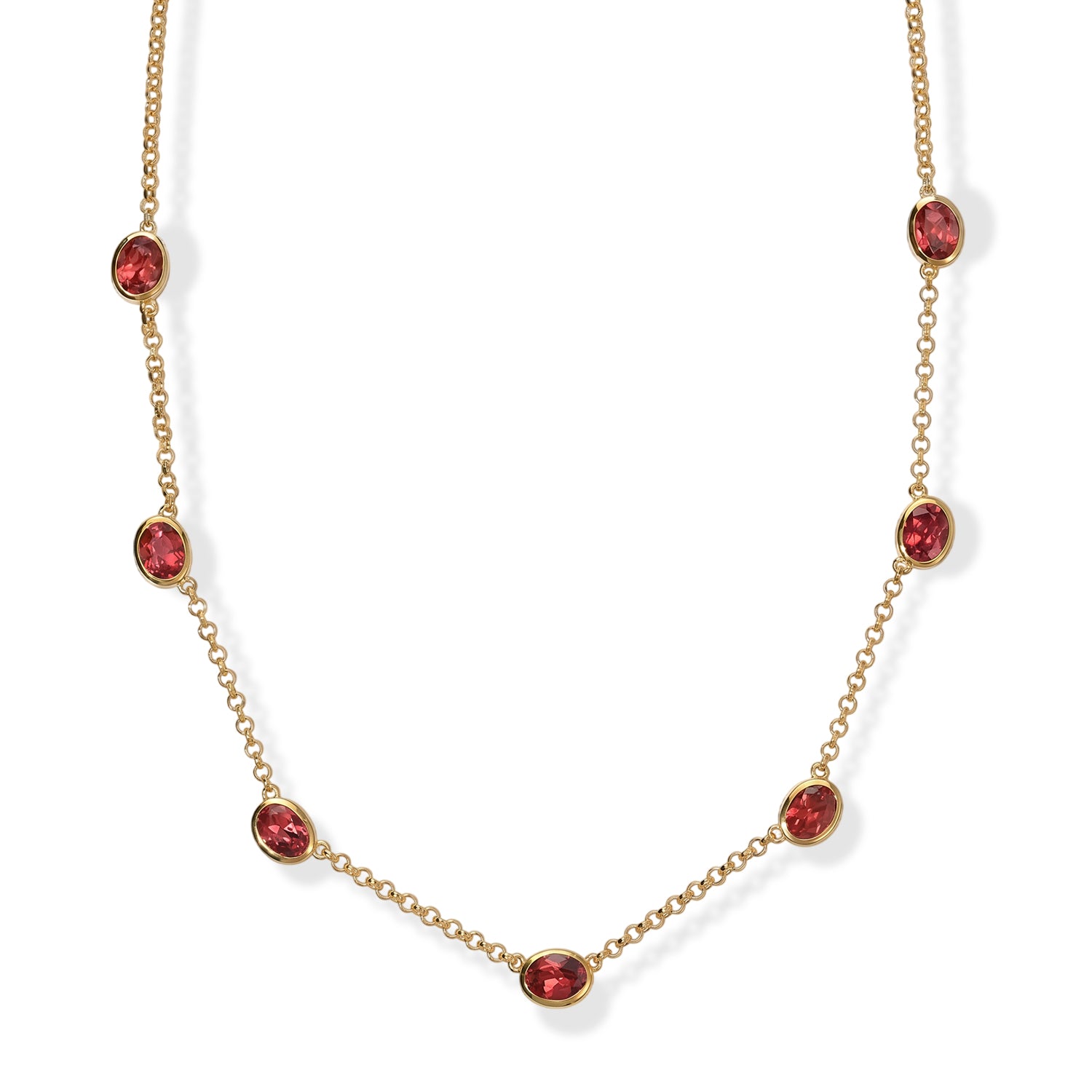 D'Joy Lab Grown Padparadscha-Saphir Halskette ca. 45 cm 925 Silber 750 Gelbgold vermeil ca. 12,56 ct.