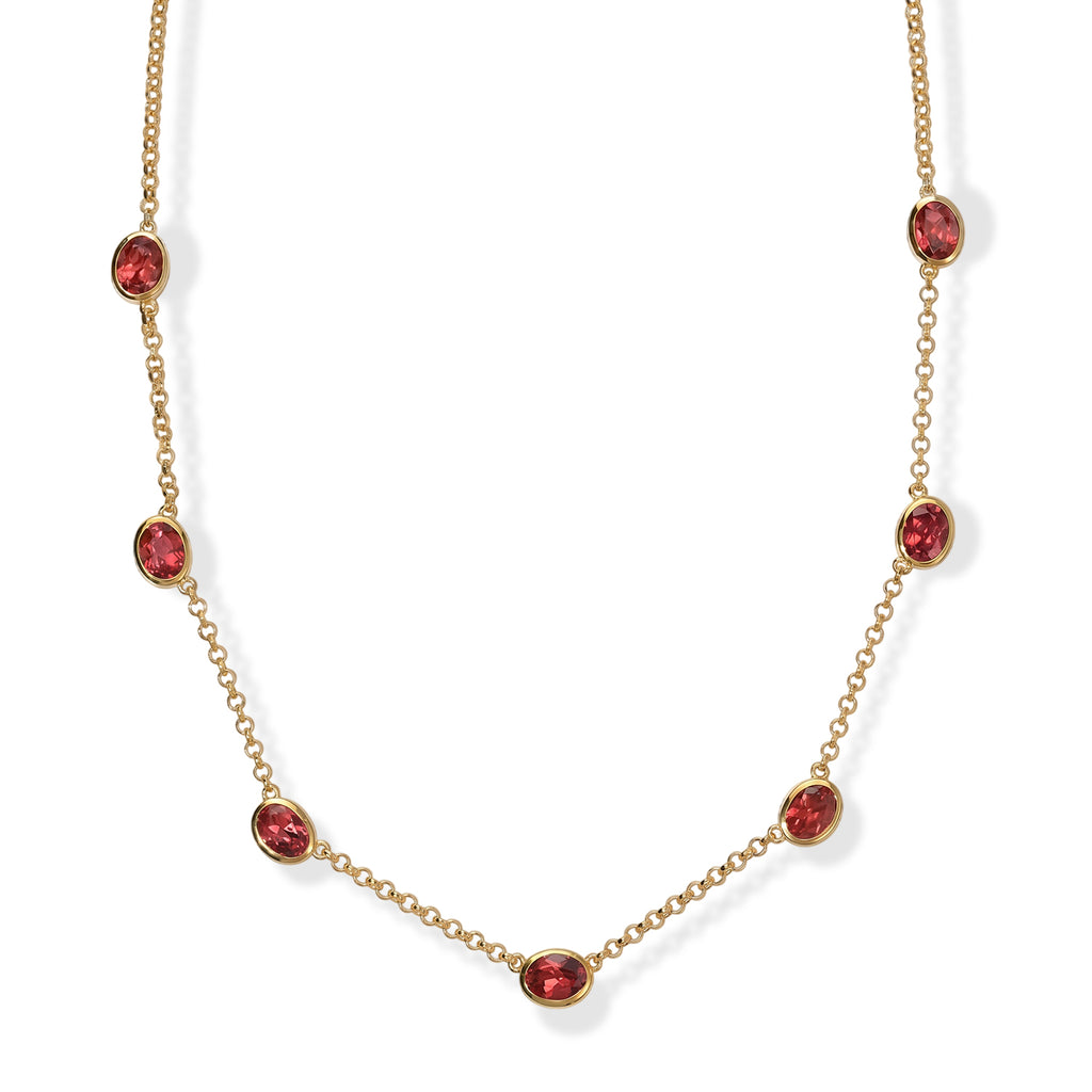 D'Joy Lab Grown Padparadscha-Saphir Halskette ca. 45 cm 925 Silber 750 Gelbgold vermeil ca. 12,56 ct.