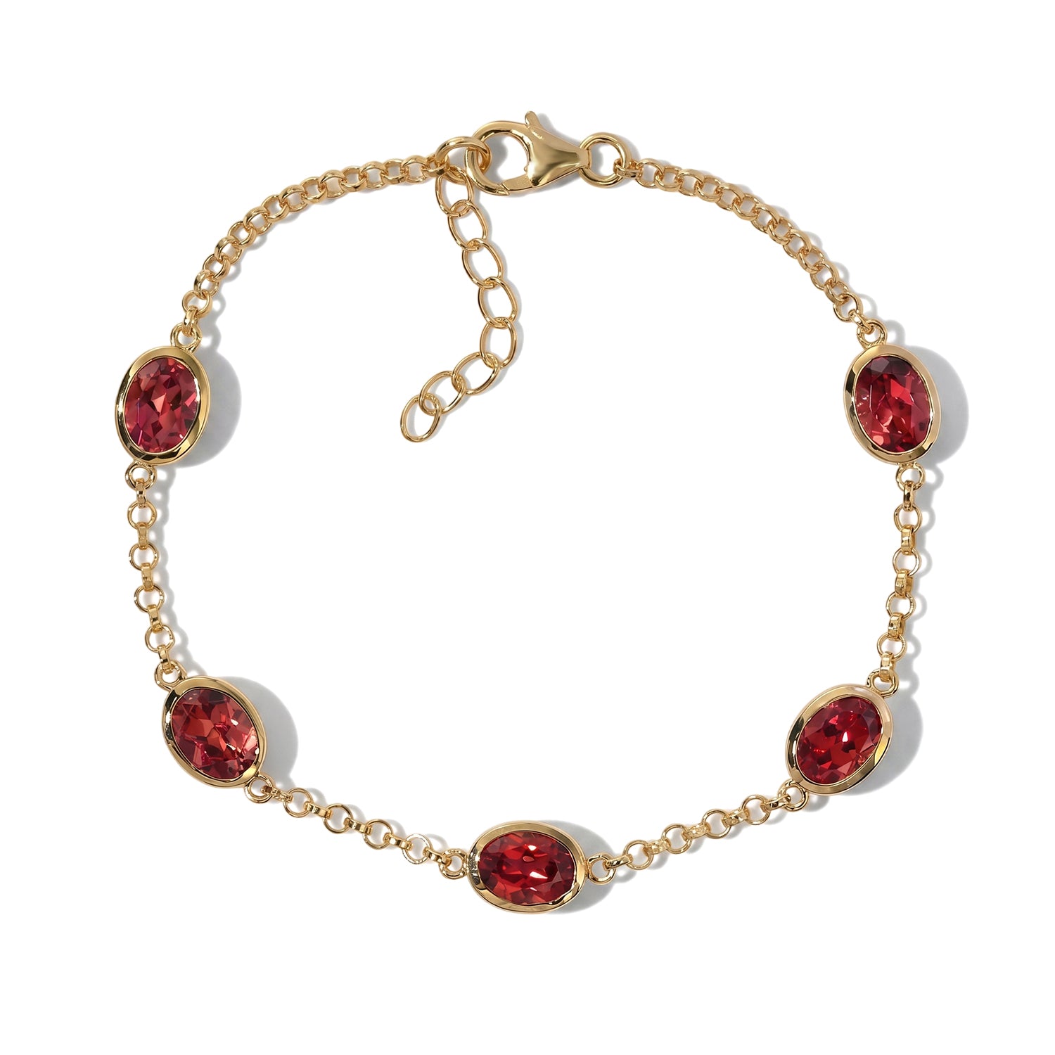 D'Joy AA Lab Grown Padparadscha-Saphir Armband ca. 19 cm 925 Silber 750 Gelbgold vermeil ca. 8,97 ct.