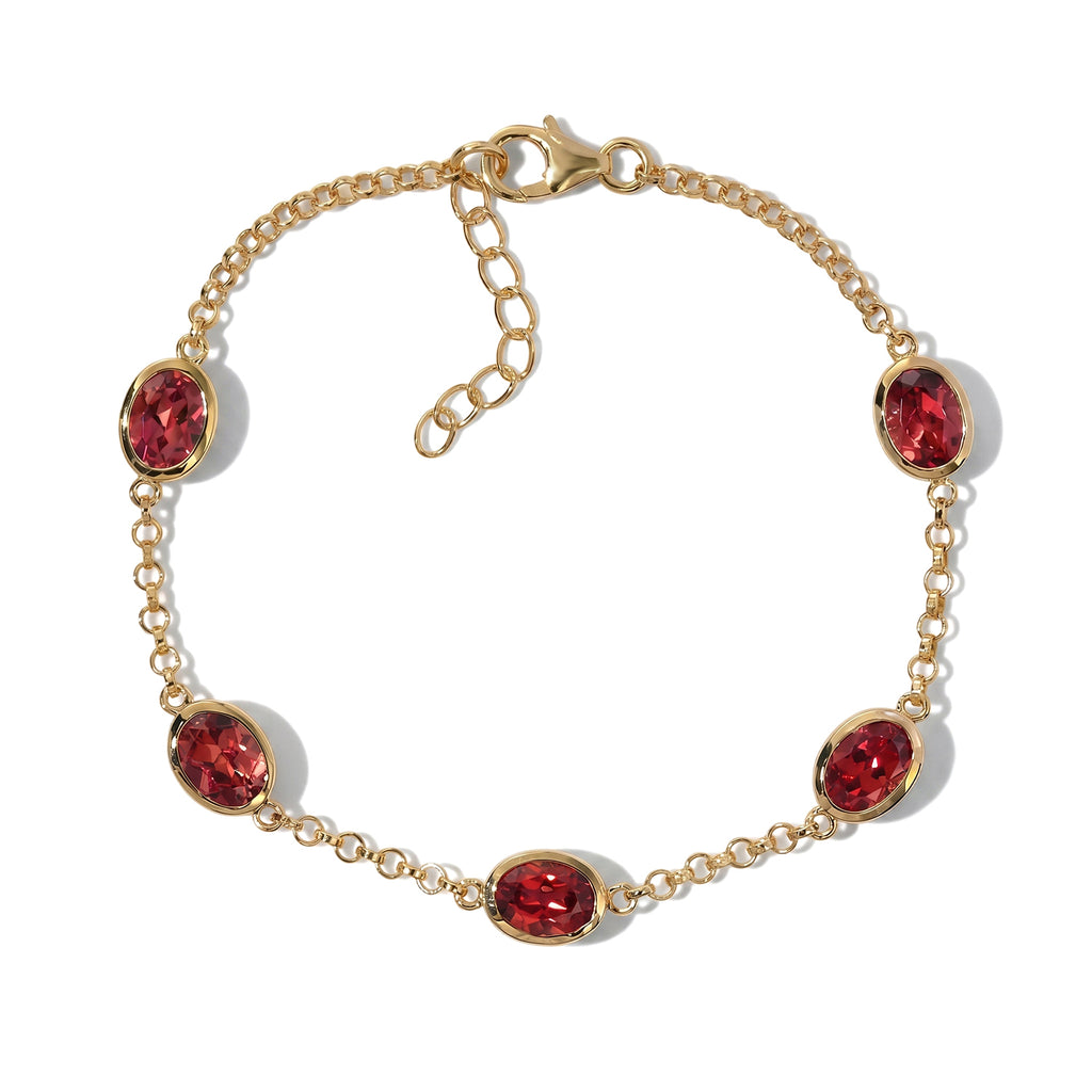 D'Joy AA Lab Grown Padparadscha-Saphir Armband ca. 19 cm 925 Silber 750 Gelbgold vermeil ca. 8,97 ct.