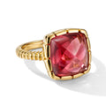 SEHR SELTENE Zuckerhut-Schliff Lab Grown Padparadscha-Saphir Ring 925 Silber 750 Gelbgold vermeil (Größe 18.00) ca. 13.39 ct