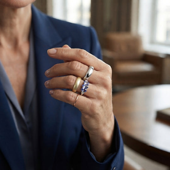 D'Joy AA Tansanit und Diamant Ring, 925 Silber rhodiniert - 1,38 ct.