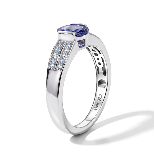 D'Joy AA Tansanit, Weißer Zirkon Ring 925 Silber Rhodiniert (Größe 17.00) ca. 1,06 ct