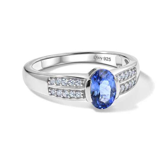 D'Joy AA Tansanit, Weißer Zirkon Ring 925 Silber Rhodiniert (Größe 17.00) ca. 1,06 ct