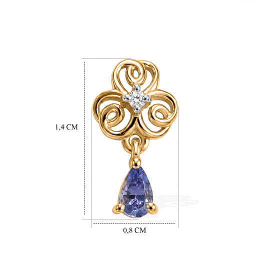 D'Joy AA Tansanit und Diamant Ohrringe, 925 Silber 750 Gelbgold Vermeil - 0,49 ct.
