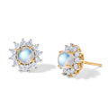 D'Joy Regenbogen Mondstein, Weißer Zirkon Ohrringe 925 Silber Rhodiniert ca. 3,21 ct.