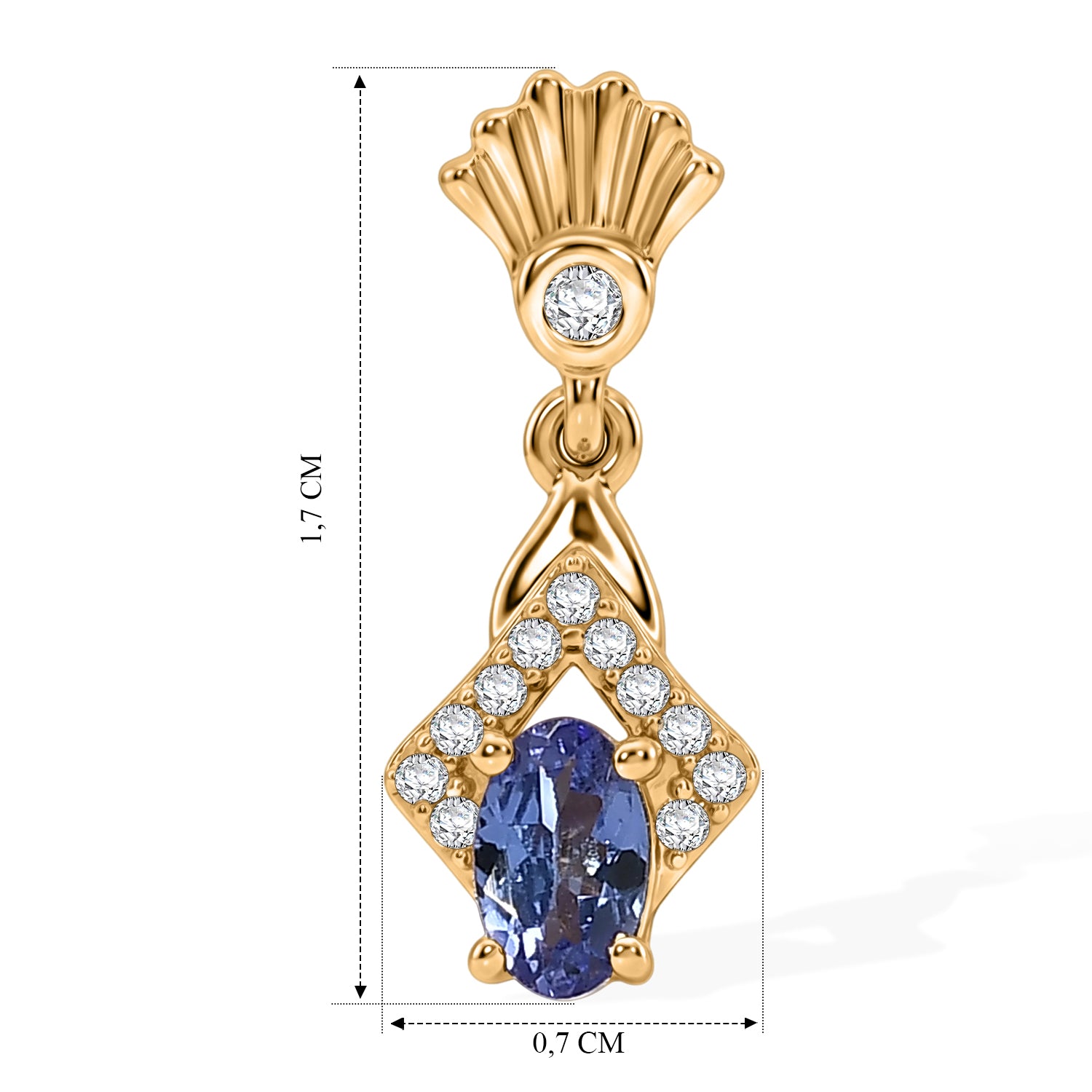 EVER TRUE AAA Tansanit, Weißer Zirkon Ohrringe 950 Kupfer ca. 0,67 ct.