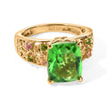 GP - Chartreuse Quarz, Rosa Saphir Ring 925 Silber 750 Gelbgold vermeil (Größe 17.00) ca. 4,85 ct