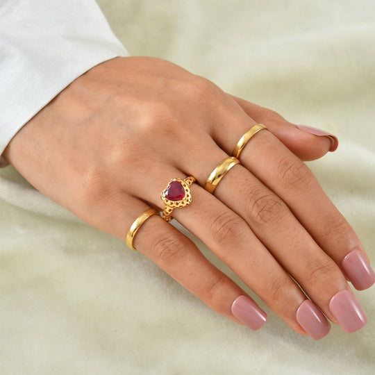 GP Amore Kollektion - AA Afrikanischer Rubin (Fissure gefüllt), Kanchanaburi Blauer Saphir Ring 925 Silber 750 Gelbgold vermeil (Größe 20.00) ca. 2.60 ct