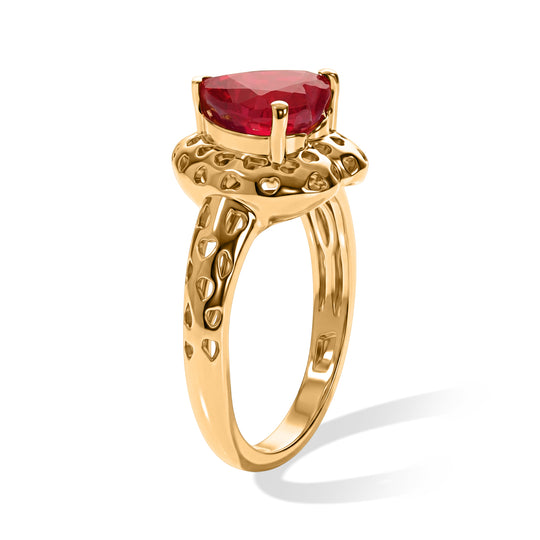 GP Amore Kollektion - AA Afrikanischer Rubin (Fissure gefüllt), Kanchanaburi Blauer Saphir Ring 925 Silber 750 Gelbgold vermeil (Größe 20.00) ca. 2.60 ct