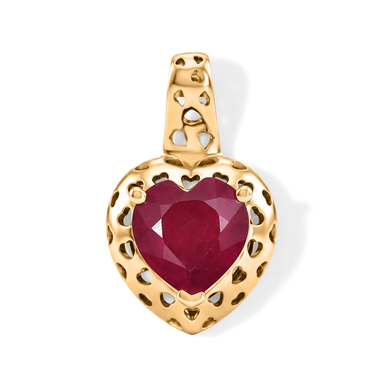 GP - AA Afrikanischer Rubin (Fissure gefüllt), Kanchanaburi Blauer Saphir Anhänger 925 Silber 750 Gelbgold vermeil ca. 2,60 ct.