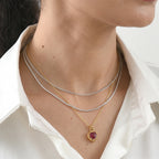 GP - AA Afrikanischer Rubin (Fissure gefüllt), Kanchanaburi Blauer Saphir Anhänger 925 Silber 750 Gelbgold vermeil ca. 2,60 ct.