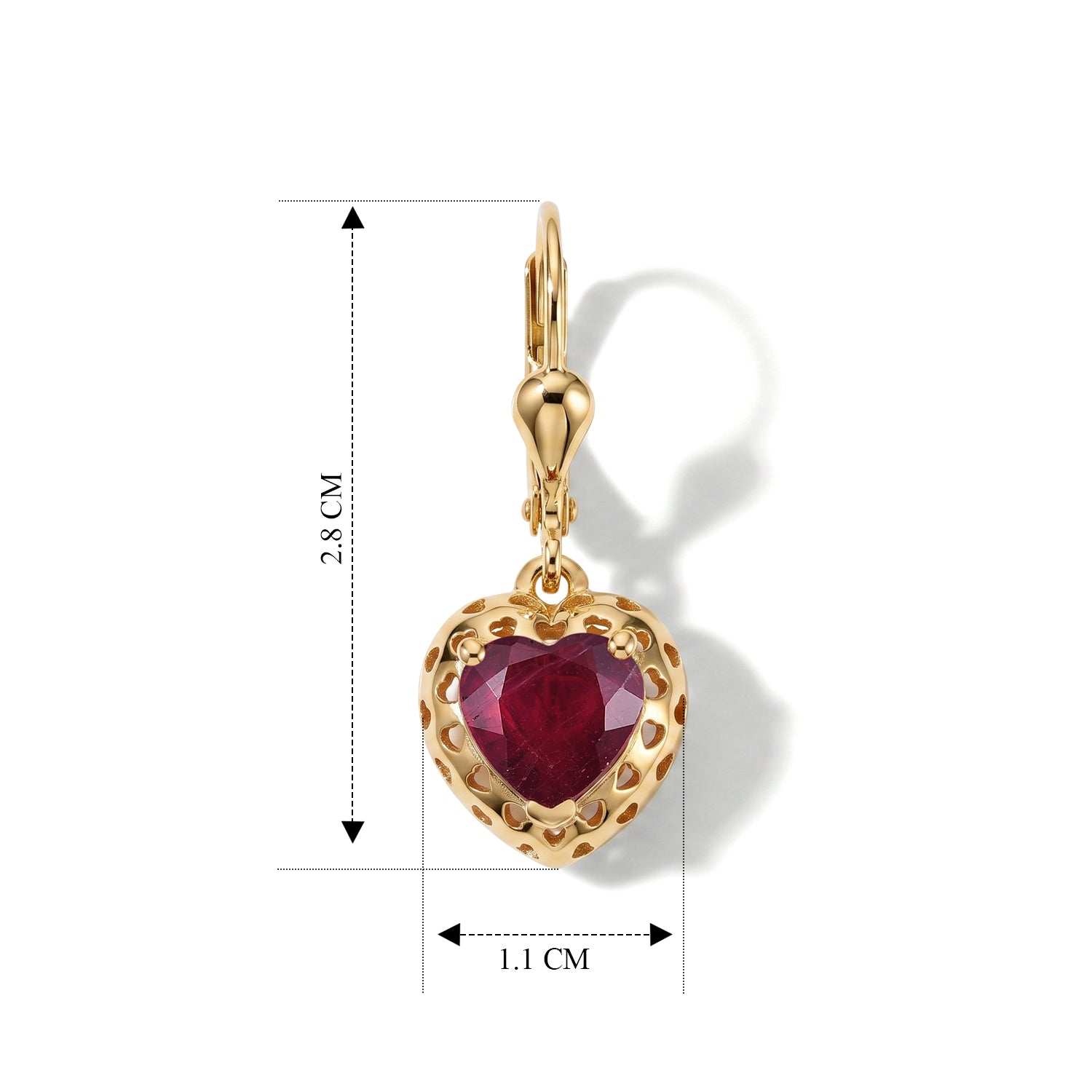 GP - AA Afrikanischer Rubin (Fissure gefüllt), Kanchanaburi Blauer Saphir Ohrringe 925 Silber 750 Gelbgold vermeil ca. 3,95 ct.