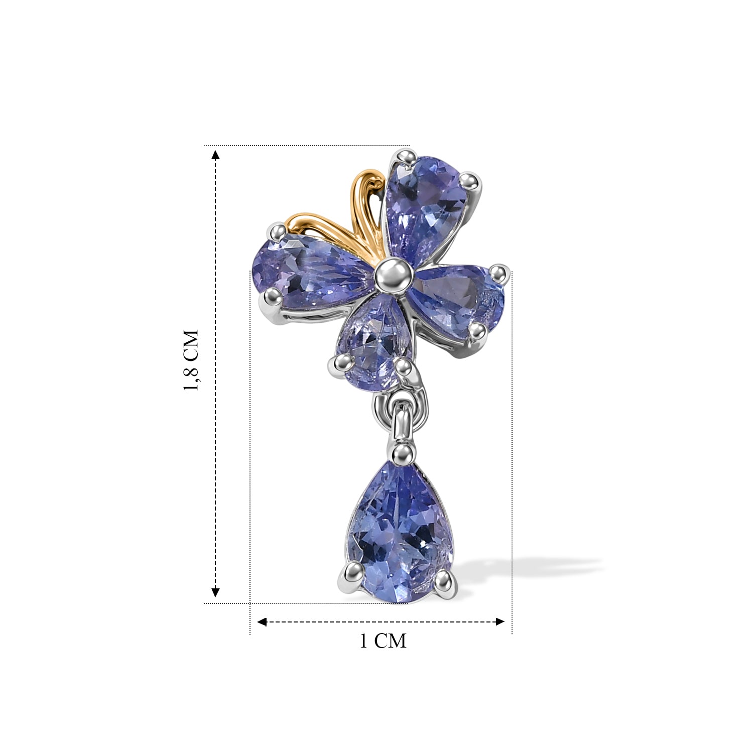 D'Joy Tansanit Ohrringe 925 Silber Platiniert und vergoldet ca. 2,23 ct.