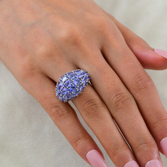 D'Joy Tansanit Ring 925 Silber Rhodiniert (Größe 21.00) ca. 8,94 ct