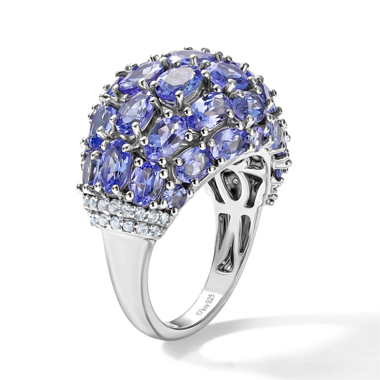 D'Joy Tansanit Ring 925 Silber Rhodiniert (Größe 21.00) ca. 8,94 ct