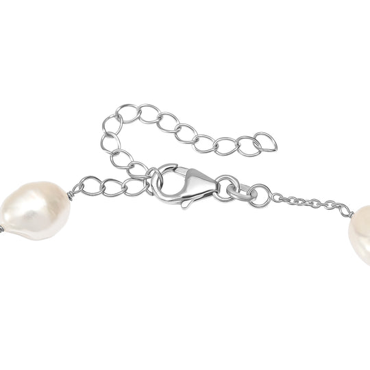 D'Joy Larimar, Süßwasser Perle Armband ca. 19 cm 925 Silber Rhodiniert