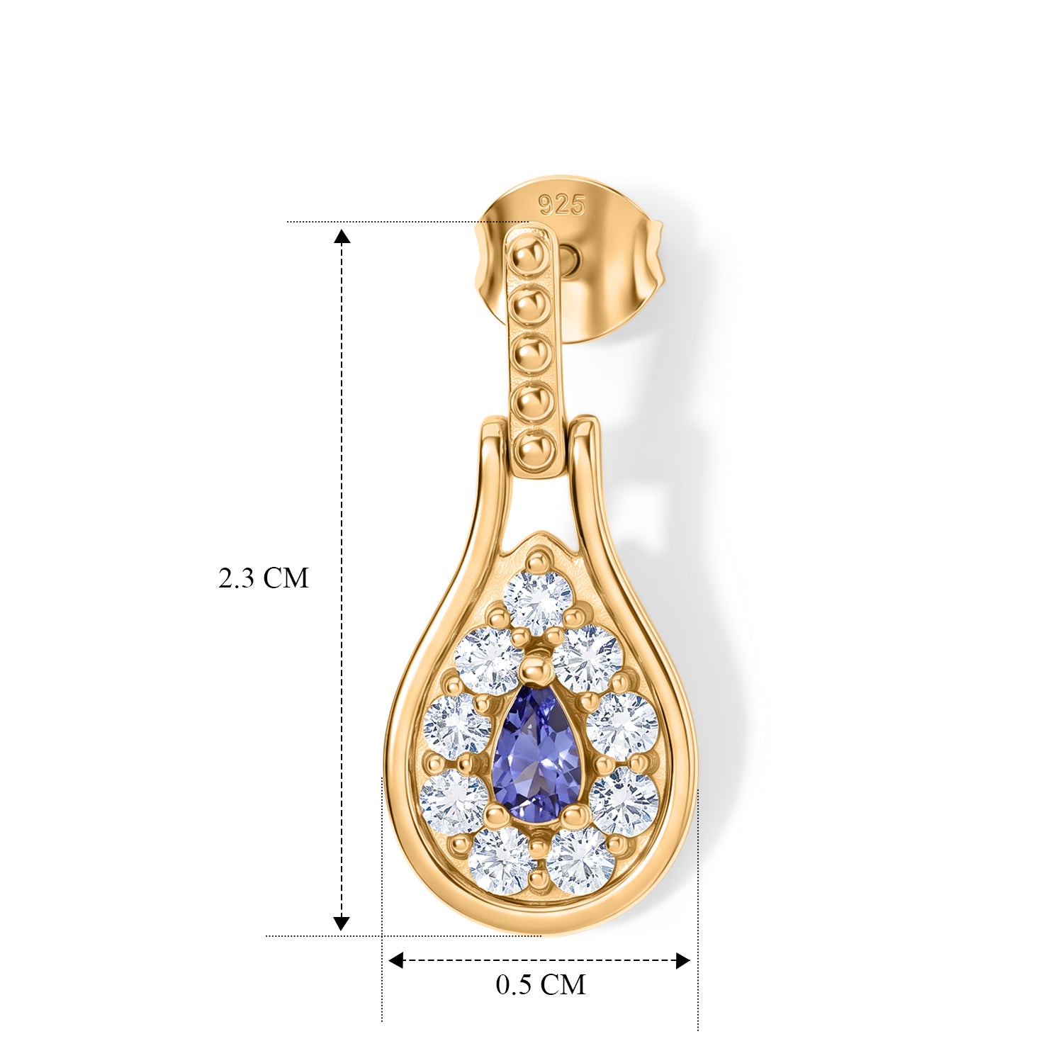 EVER TRUE AA Tansanit, Weißer Zirkon Ohrringe 950 Kupfer ca. 1.68 ct