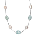 D'Joy Larimar, Süßwasser Perle Halskette ca. 50 cm 925 Silber Rhodiniert