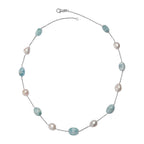 D'Joy Larimar, Süßwasser Perle Halskette ca. 50 cm 925 Silber Rhodiniert