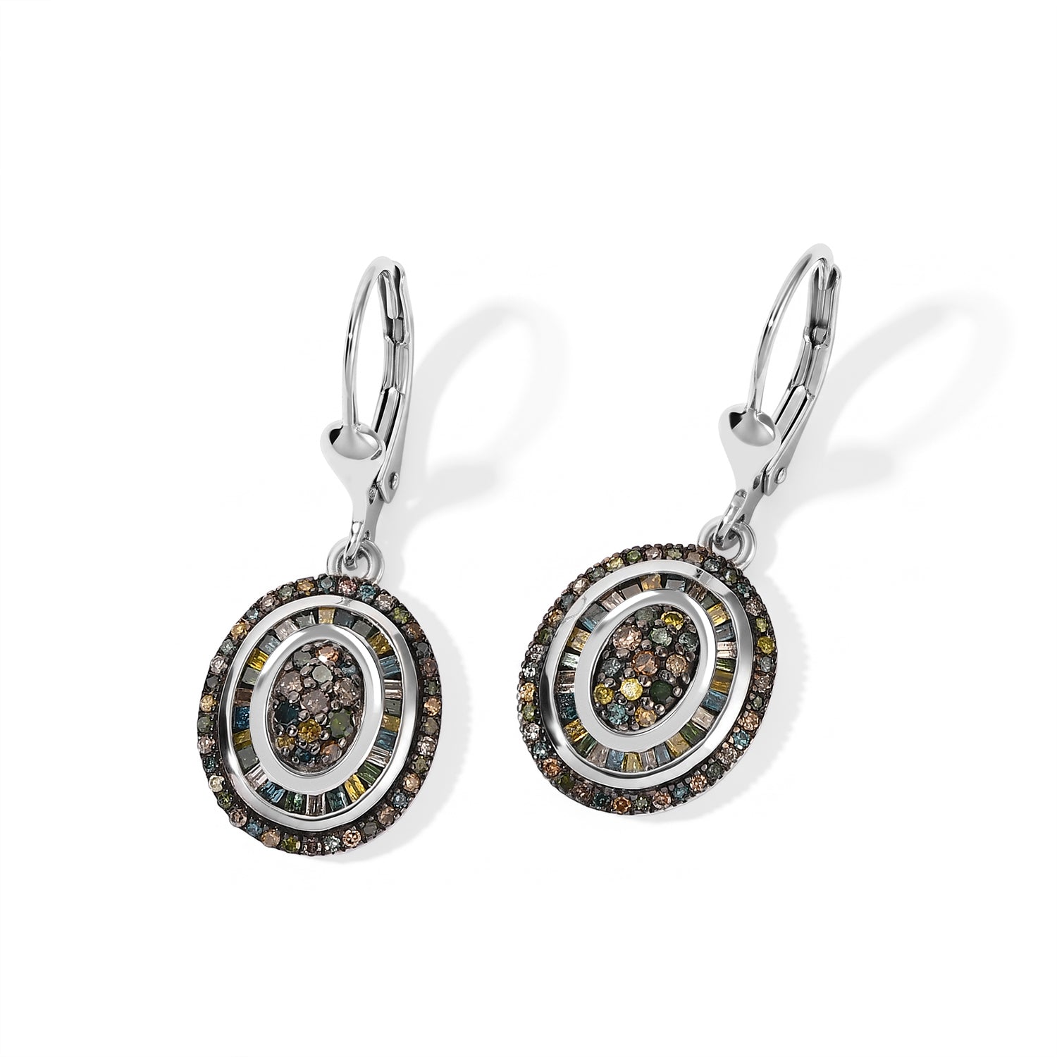 D'Joy Grüner Diamant, Natürlicher Champagner Diamant Ohrringe 925 Silber Rhodiniert ca. 0.85 ct