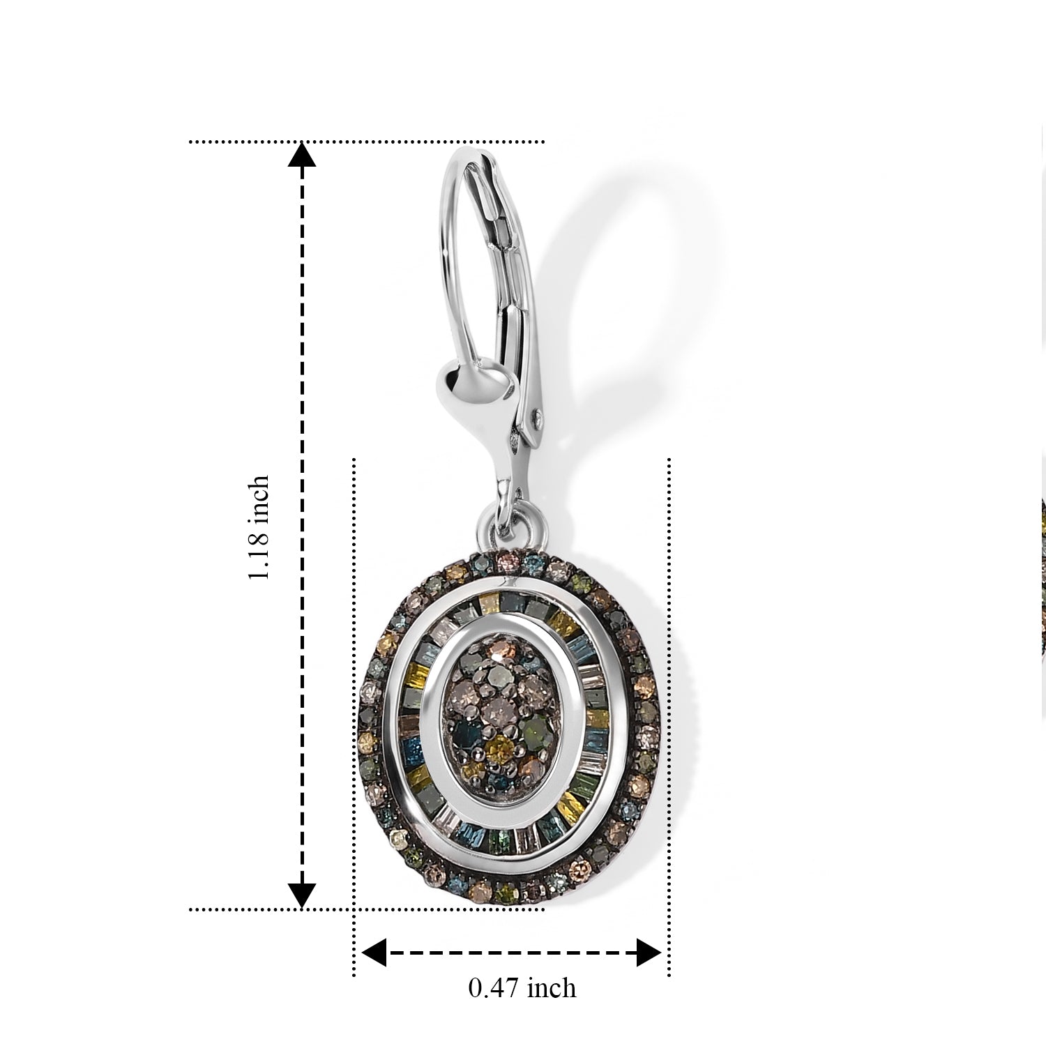 D'Joy Grüner Diamant, Natürlicher Champagner Diamant Ohrringe 925 Silber Rhodiniert ca. 0.85 ct