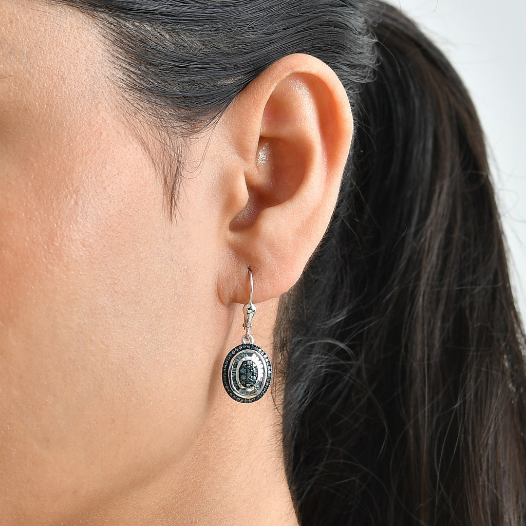 D'Joy Blauer Diamant Ohrringe 925 Silber Rhodiniert ca. 1,00 ct.